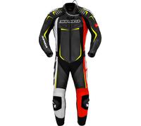 Spidi Track Wind Pro, completo in pelle, 1 pezzo. 48 male Nero/Bianco/Rosso/Giallo Fluo