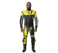 Spidi DP-Progressive Touring Tuta in pelle della moto a due pezzi, nero/giallo, Taglia 54