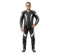 Spidi Laser Touring Abito in pelle moto in due pezzi, nero/nero/bianco, Taglia Long 54