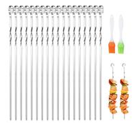 Spiedini Acciaio Inox per Barbecue, Set di Spiedini per Barbecue in Acciaio Inossidabile - Ideali per Griglia, Kebab, Spiedo e Arrosticini Abruzzesi - Confezione da 30 con 2 Pennelli in Silicone