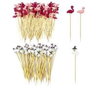 Spiedini Decorativi In Bambù Da 200 Pezzi, Spiedini Di Fenicotteri Bicolore, Spiedini Per Decorazione Cocktail, Spiedini Per Torta Di Fenicotteri, Spiedini Di Frutta In Legno