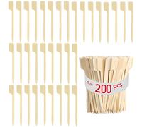 Spiedini di bambù per Barbecue,200 Pezzi Spiedini di Legno Spiedini di Finger Food in bambù per Barbecue, Kebab, Hamburger, Frutta, Marshmallow (200PCS 9CM)