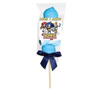 Spiedini di Marshmallow con tag personalizzabili Sonic Riccio The Hedgehog kit fai da te per caramellata regalini fine festa compleanno party