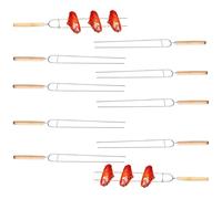 Spiedini in acciaio inox per barbecue | 10 pezzi Spiedini a doppia punta piatta in acciaio inox - Spiedini lunghi riutilizzabili per griglia cucina verdure pesce maiale frutta gamberetti