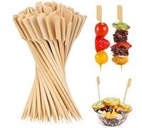 Spiedini in Legno di Bambù,200 Pezzi Paddle Bamboo Skewers Stuzzicadenti Lunghi per Spiedini Bastoncini da Cocktail Spiedini di Finger Food per BBQ Cocktail Verdure Frutta Carne (Giallo 200PCS)