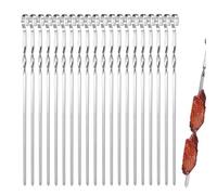 Spiedini in Metallo,Bastoncini Lunghi Riutilizzabili Antiruggine | 20 Pezzi Spiedini Shish Kebab Da Griglia | Per Pollo Verdura Gamberi Bistecca Frutta Campeggio Picnic Festa Matrimonio Tailgating