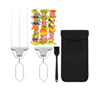 Spiedini per barbecue - aste riutilizzabili a 3 punte in metallo per grigliate kebabs - spiedini per pollo, per carne, verdure, frutta, pollo, manzo maiale, gamberetti, pesce campeggio