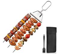 Spiedini per barbecue in acciaio inossidabile a 3 punte, spiedini per kebab con pennello e borsa per la conservazione, cursore a barra a pressione facile da usare, spiedini per kebab per carne (1pcs)