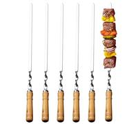 Spiedini per Griglia,Spiedini in Metallo per Barbecue da Giardino | 6 Pezzi Acciaio Inox Lunghi Riutilizzabili Piatti Attrezzi Per Barbecue Per Campeggio Cottura Verdure Infilzare Carne Cucina