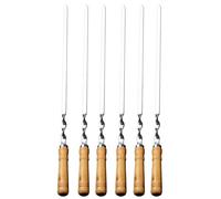 Spiedini per grigliata in metallo, bastoncini riutilizzabili in metallo, 6 pezzi, utensili da barbecue riutilizzabili in acciaio inox, lunghi e piatti per impastare carne e verdure, per esterni e