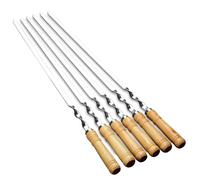 Spiedini per grigliata in metallo, strumenti per barbecue per cottura - 6 pezzi strumenti per barbecue riutilizzabili in acciaio inox lunghi e piatti per impastare carne e verdure, per esterni e