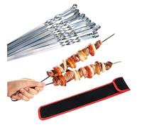 Spiedini professionali per barbecue in acciaio inox, extra largo: 1 cm e extra forti, 2 mm di spessore (10 pezzi, 50 cm), spiedini mangal shampura, spiedini per grigliare