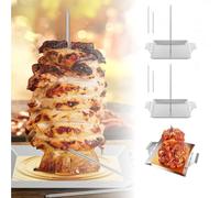 Spiedino verticale in acciaio inox per tacos Al Pastor, con 3 punte rimovibili, da utilizzare su griglie a carbone o stufa, senza piastra antigoccia, accessorio per barbecue per spiedini di pollo