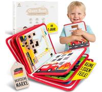 SpielLieb Montessori Quiet Book a partire da 1 anno - Tavola interattiva Busy Board a partire da 1 anno con veicoli - Quiet Book & motorie giocattolo ideale per viaggi in auto - regalo per ragazzi e