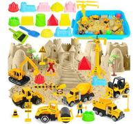 Spielsand Set per Bambini 3-7 Anni con Sabbia Magica Gru Giocattolo Camion Gru Formine e Scatola di Sabbia Portatile Regalo Creativo per Interni ed Esterni