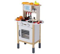 Spielwerk Cucina Giocattolo per Bambini in Legno Completa con Set Accessori 35 Pezzi Regolabile in Altezza con Forno Microonde Lavandino Giochi Educativi