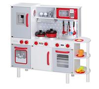 Spielwerk Cucina Giocattolo per Bambini in Legno Interattiva con Suoni Completa di Accessori 38 Pezzi Orologio Forno Microonde Lavandino Regolabile in Altezza Gioco Educativo
