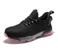 SPIEZ Scarpe Antinfortunistiche Donna, Antinfortunistiche Leggere e Antiscivolo, Scarpe da Ginnastica da Lavoro con Imbottitura ad Aria per Il Lavoro e la Vita Quotidiana, Nero Rosa EU 37