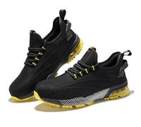 SPIEZ Scarpe Antinfortunistiche Uomo Donna, Punta Composita con Ammortizzatore ad Aria, Scarpe da Lavoro Leggere e Antiscivolo Traspiranti Nero Blu/Nero Giallo EU 38