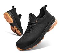 SPIEZ Scarpe di Sicurezza per Uomini e Donne - Punta composita Non in Acciaio con Cuscino d'Aria, Design Leggero da Scarpe da Ginnastica, comode da Indossare a Mani libere, Nero Arancione EU 38