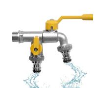 Spiga in a parete - Toccare l'acqua esterna, connettore del rubinetto anti congelamento | lavaggio resistente alla ruggine a doppia uscita, raccordo per tubo da giardino di servizio