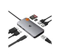 Spigen 8-in-1 Hub USB C Multiporta Adattatore Lettore di Schede microSD/SD PD 3.0 da 100W Porta Dati da 5Gbps per MacBook PRO Air M1 M2 Steam Deck dell XPS 4K@60Hz HDMI Ethernet USB C e 3 Porte USB A