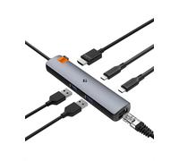 Spigen ArcDock Hub USB C, 6-in-1 Driverless Ultra-Sottile USB4,Thunderbolt 4 8K@60Hz HDMI 100W Power Delivery 2.5 Gbps Ethernet 10 Gbps Adattatore Hub Multiporta per Mac, MacBook, Windows, iPad, Chromebook