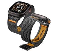 Spigen Cinturino Athlex Air 2 in Tessuto Compatibile con Apple Watch Ultra 3/2/1 49mm, Series 11/10 46mm, Series 9/8/7-4/SE 45mm, 44mm - Nero Arancione Attivo