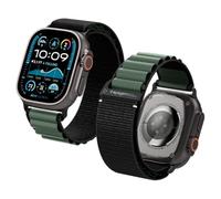 Spigen Cinturino base in Tessuto con chiusura a gancio Progettato per Apple Watch Ultra 3/2/1 49mm, Series 11/10 46mm, Series 9/8/7-4/SE 45mm, 44mm - Nero Verde