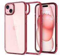 Spigen Cover [Anti-Giallo e Antiurto ] in PC posteriore e Bumper TPU Ultra Hybrid per iPhone 15 - Rosso Crystal