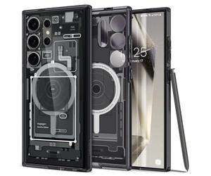 Spigen Cover Compatibile con Samsung Galaxy S24 Ultra, Ultra Hybrid Metal Ring MagFit - Zero One Black