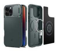 Spigen Cover per iPhone 16 Pro, Optik Armor MagFit, Compatibile con MagSafe - Abisso Verde