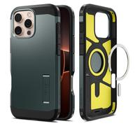 Spigen Cover per iPhone 16 Pro, Tough Armor (AI) MagFit, Compatibile con MagSafe - Abisso Verde