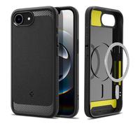 Spigen Cover per iPhone 16e, Rugged Armor MagFit, Compatibile con Accessori MagSafe - Nero Opaco