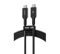 Spigen Essential Cavo USB C con chip E-Marker 100 W PD in nylon intrecciato [1,5 m] compatibile con iPhone 17/16/15 Pro Max Air, Samsung Galaxy S25 Ultra, Pixel 10/9 Pro Fold XL - Nero