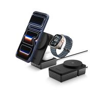 Spigen Essential Qi2.2 25W Caricatore Wireless MagSafe 3-in-1 (In avo USB-C 2 m) Stazione di Ricarica per iPhone 17/16/15/14/13/12 Pro Max Air 17e, AirPods 4/3/2, Apple Watch SE