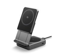 Spigen Essential Supporto di Ricarica 2-in-1 Veloce Qi2.2 MagSafe iOS 17 StandBy per iPhone 17/16 Pro Max Air, AirPods 4/3/2 Pro, Pixel 10 Pro XL, Pixel Buds