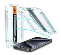 Spigen Glas.tR EZ Fit Vetro Temperato compatibile con iPhone 15 Pro, 2 Pezzi, Installazione Facile, Cristallino, Durezza 9H Pellicola prottetiva