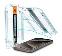 Spigen Glas.tR EZ Fit Vetro Temperato compatibile con iPhone 15 Pro Max, 2 Pezzi, Installazione Facile, Cristallino, Durezza 9H Pellicola prottetiva