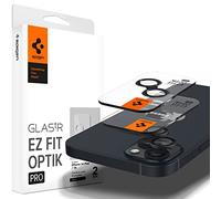 Spigen Glas.tR EZ Fit Optik Pro Protezione Fotocamera compatibile con iPhone 15/15 Plus, iPhone 14/14 Plus, 2 Pezzi, Nero, Anello Individuale, Durezza 9H Pellicola