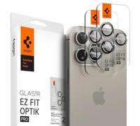 Spigen Glas.tR EZ Fit Optik Pro Protezione Fotocamera compatibile con iPhone 15 Pro, iPhone 15 Pro Max, 2 Pezzi, Titanio naturale, Anello Individuale, Durezza 9H Pellicola