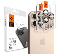 Spigen Glas.tR EZ Fit Optik Pro Protezione Fotocamera compatibile con iPhone 16 Pro, iPhone 16 Pro Max, 2 Pezzi, Titanio sabbia, Anello Individuale, Durezza 9H Pellicola prottetiva