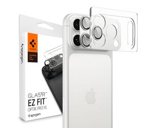 Spigen Glas.tR EZ Fit Optik Pro XL Protezione Fotocamera compatibile con iPhone 17 Pro, 1 Pezzi, Argento, Anello Totale, Durezza 9H Pellicola prottetiva