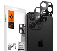 Spigen Glas.tR Optik Protezione Fotocamera compatibile con iPhone 16 Pro/Pro Max, iPhone 15 Pro/Pro Max, iPhone 14 Pro/Pro Max, 2 Pezzi, Nero, Resistente ai Graffi, Durezza 9H Pellicola prottetiva