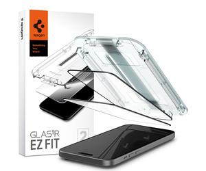 Spigen Glass tR EZ Fit 2 Pack, FC Black - iPhone 15