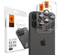 Spigen Glas.tR EZ Fit Optik Pro Protezione Fotocamera compatibile con iPhone 16 Pro, iPhone 16 Pro Max, 2 Pezzi, Titanio sabbia, Anello Individuale, Durezza 9H Pellicola prottetiva