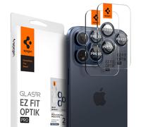 Spigen Glas.tR EZ Fit Optik Pro Protezione Fotocamera compatibile con iPhone 15 Pro, iPhone 15 Pro Max, 2 Pezzi, Titanio blu, Anello Individuale, Durezza 9H Pellicola