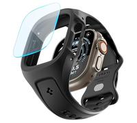 Spigen Liquid Air Pro Cover con Cinturino TPU e Pellicola Protettiva in Vetro Temprato Compatibile con Apple Watch Ultra 3/2/1 49mm, Custodia con protezione per lo schermo - Nero Opaco