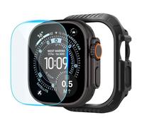 Spigen Lock Fit Cover con Pellicola per Apple Watch Ultra | Custodia robusta in TPU e PC con vetro temperato 9H antigraffio per Apple Watch Ultra 4/3/2/1 49mm - Nero