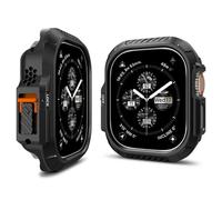 Spigen Lock Fit Cover per Apple Watch Ultra 4/3/2/1 | Custodia robusta in TPU e PC con sistema di blocco e pulsante integrato per Apple Watch Ultra 49mm - Nero